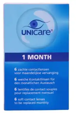 De Online Drogist Unicare 1 Month 6 Zachte Contactlenzen -1.25 aanbieding