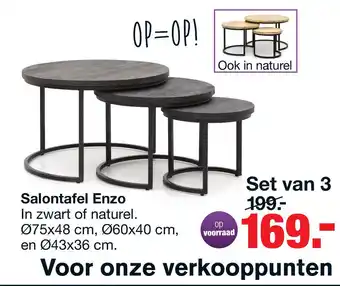 Budget Home Store Salontafel enzo set van 3 zwart aanbieding