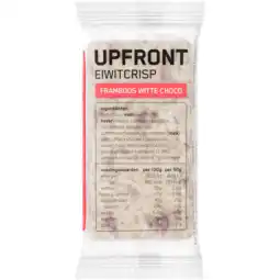 Jumbo Upfront Eiwitreep Cripsy Witte Choco Framboos 50g aanbieding
