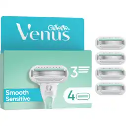 Jumbo Gillette Venus Smooth Sensitive Voor Vrouwen, 4 Navulmesjes aanbieding