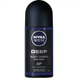 Jumbo NIVEA MEN DEEP Darkwood Anti-Transpirant Deo Roller - 50ml aanbieding