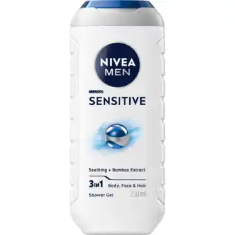Jumbo Nivea Men Sensitive 3 In 1 Shower Gel 250 ML aanbieding