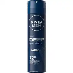Jumbo NIVEA MEN DEEP Dark Wood Anti-Transpirant Deodorant Spray - 150ml aanbieding