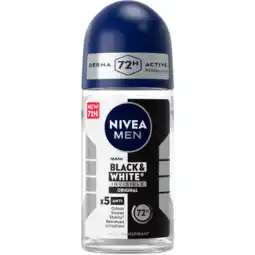 Jumbo NIVEA MEN Black & White Invisible Original Anti-Transpirant Deo Roller - 50ml aanbieding