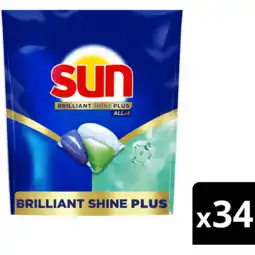 Jumbo Sun Brilliant Shine Plus Vaatwascapsules All-in 1 34 capsules aanbieding