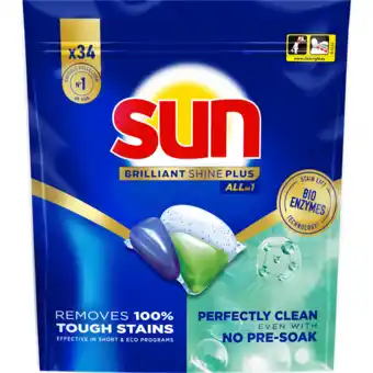 Jumbo Sun Brilliant Shine Plus Vaatwascapsules All-in 1 34 capsules aanbieding