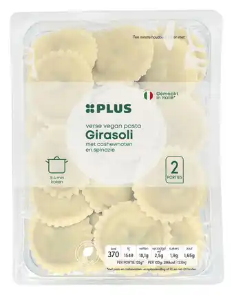 PLUS PLUS Verse vegan pasta gevuld cashewnoot aanbieding