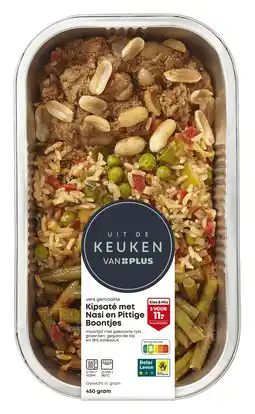 PLUS Uit de keuken van PLUS Kipsaté met pittige boontjes nasi aanbieding