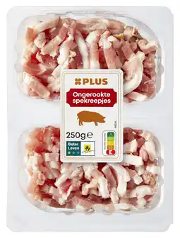 PLUS PLUS Ongerookte spekreepjes aanbieding