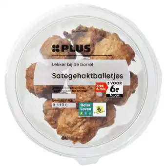 PLUS PLUS Saté gehaktballetjes BLK1 aanbieding