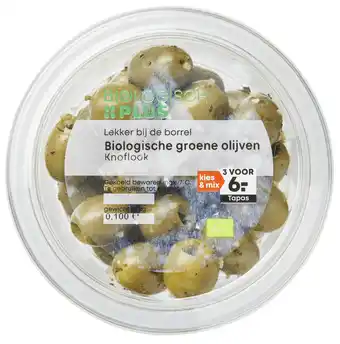 PLUS Biologisch PLUS Olijven knoflook biologisch aanbieding
