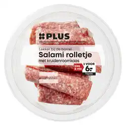 PLUS PLUS Salami rolletje met kruidenroomkaas aanbieding
