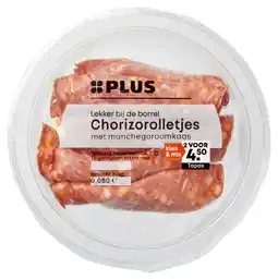 PLUS PLUS Chorizo manchego roomkaas rolletjes aanbieding