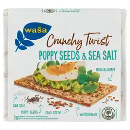PLUS Wasa Crunchy Twist Poppy Seeds & Sea Salt aanbieding