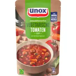 PLUS Unox Soep in zak tomaat veg. balletjes aanbieding