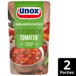 PLUS Unox Soep in zak tomaat veg. balletjes aanbieding