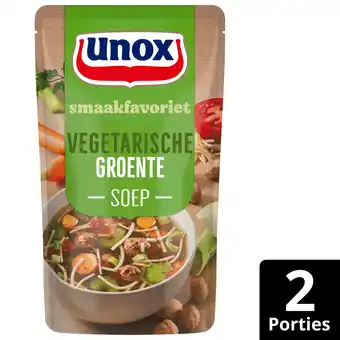 PLUS Unox Soep in zak groente vegetarische bal aanbieding