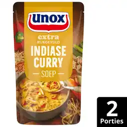 PLUS Unox Soep in zak Indiase curry extra gevuld aanbieding