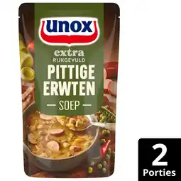 PLUS Unox Soep in zak Pittige Erwtensoep aanbieding