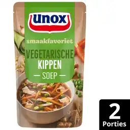 PLUS Unox Soep in zak vegetarische kippensoep aanbieding