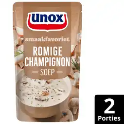 PLUS Unox Soep In Zak Champignonsoep aanbieding