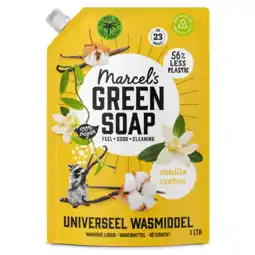 PLUS Marcel's Green Soap Wasmiddel Navulling Vanille & Katoen aanbieding
