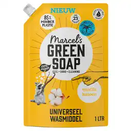 PLUS Marcel's Green Soap Wasmiddel Navulling Vanille & Katoen aanbieding