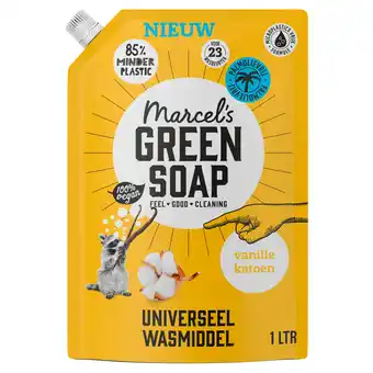 PLUS Marcel's Green Soap Wasmiddel Navulling Vanille & Katoen aanbieding