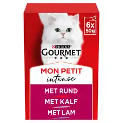 PLUS Gourmet Mon Petit Intense kattenvoer vlees aanbieding