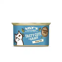 PLUS Lily's Kitchen cat Tasty Cuts Fish gravy blik aanbieding