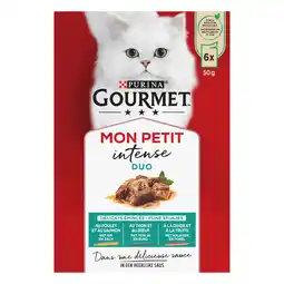 PLUS Gourmet Mon Petit Duo kattenvoer vlees/vis aanbieding