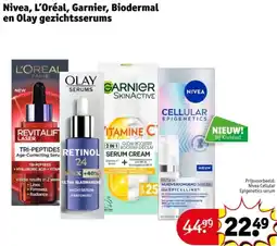 Kruidvat Nivea, L'Oréal, Garnier, Biodermal en Olay gezichtsserums aanbieding