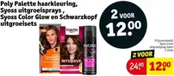 Kruidvat Poly Palette haarkleuring, Syoss uitgroeisprays, Syoss Color Glow en Schwarzkopf uitgroeisets aanbieding