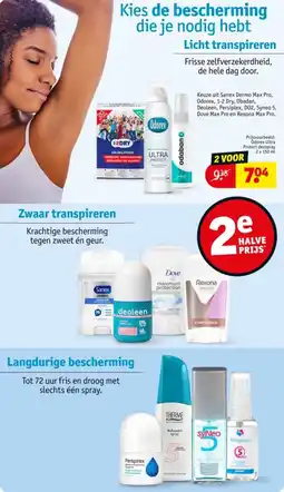 Kruidvat Keuze uit Sanex Dermo Max Pro, Odorex, 1-2 Dry, Obadan, Deoleen, Persiplex, D02, Syneo 5, Dove Max Pro en Rexona Max Pro. aanbieding
