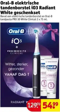 Kruidvat Oral-B elektrische tandenborstel i03 Radiant White geschenkset aanbieding