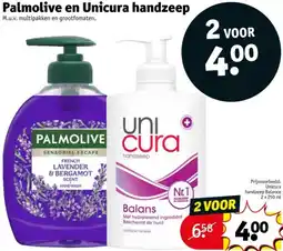 Kruidvat Palmolive en Unicura handzeep aanbieding
