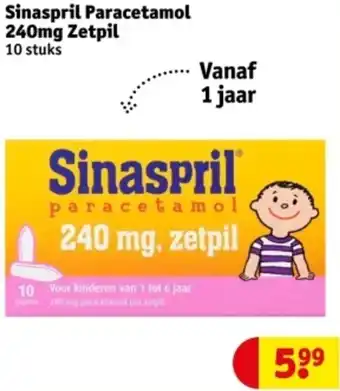Kruidvat Sinaspril Paracetamol 240mg Zetpil aanbieding