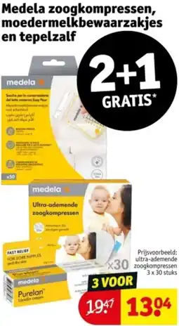Kruidvat Medela zoogkompressen, moedermelkbewaarzakjes en tepelzalf aanbieding