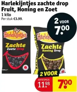 Kruidvat Harlekijntjes zachte drop Fruit, Honing en Zoet aanbieding