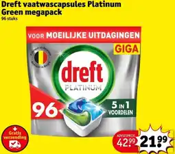 Kruidvat Dreft vaatwascapsules Platinum Green megapack aanbieding