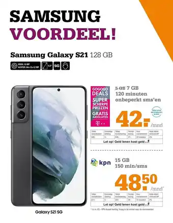 Telecombinatie Samsung galaxy s21 128 gb aanbieding