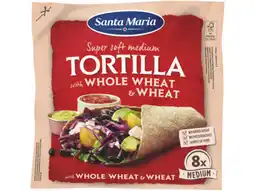 Hoogvliet Tortilla wraps with whole wheat medium 8 stuks 320g aanbieding