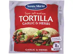 Hoogvliet Tortilla wraps garlic&herbs medium 8 stuks 320g aanbieding