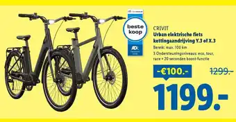 Lidl Crivit Urban elektrische fiets kettingaandrijving Y.3 of X.3 aanbieding
