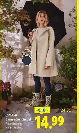 Lidl Esmara Dames trenchcoat Waterafstotend aanbieding