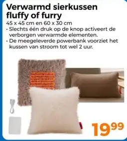Trekpleister Verwarmd sierkussen fluffy of furry aanbieding
