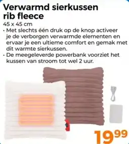 Trekpleister Verwarmd sierkussen rib fleece aanbieding
