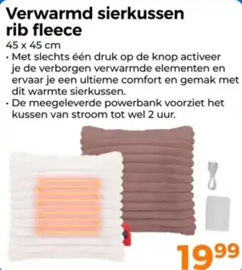 Trekpleister Verwarmd sierkussen rib fleece aanbieding