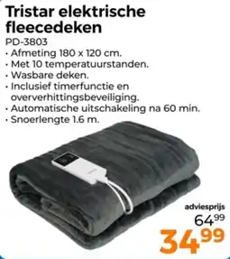 Trekpleister Tristar elektrische fleecedeken PD3803 aanbieding