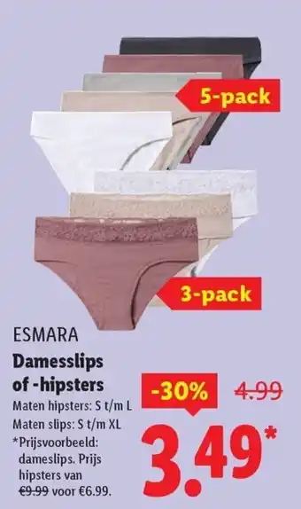 Lidl Esmara damesslips of-hipsters aanbieding